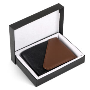 Black & Brown Leather Tri-Fold Wallet for Men | Broad Bull