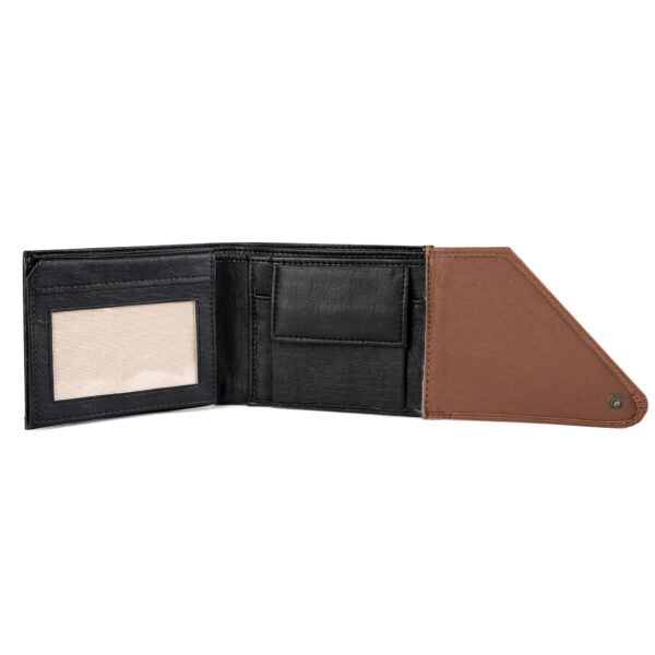 Black & Brown Leather Tri-Fold Wallet for Men | Broad Bull - Image 3