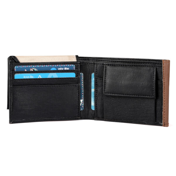 Black & Brown Leather Tri-Fold Wallet for Men | Broad Bull - Image 4